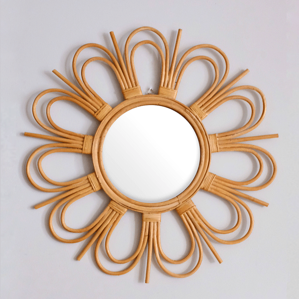 Sunburst Rattan Mirror