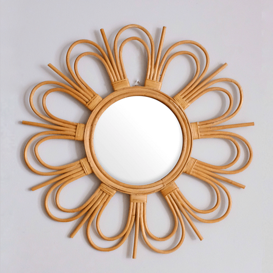 Sunburst Rattan Mirror