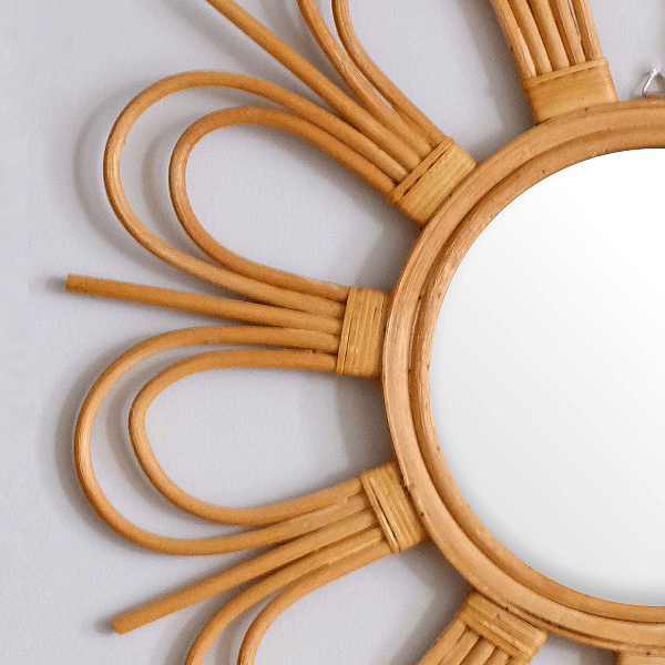 Sunburst Rattan Mirror