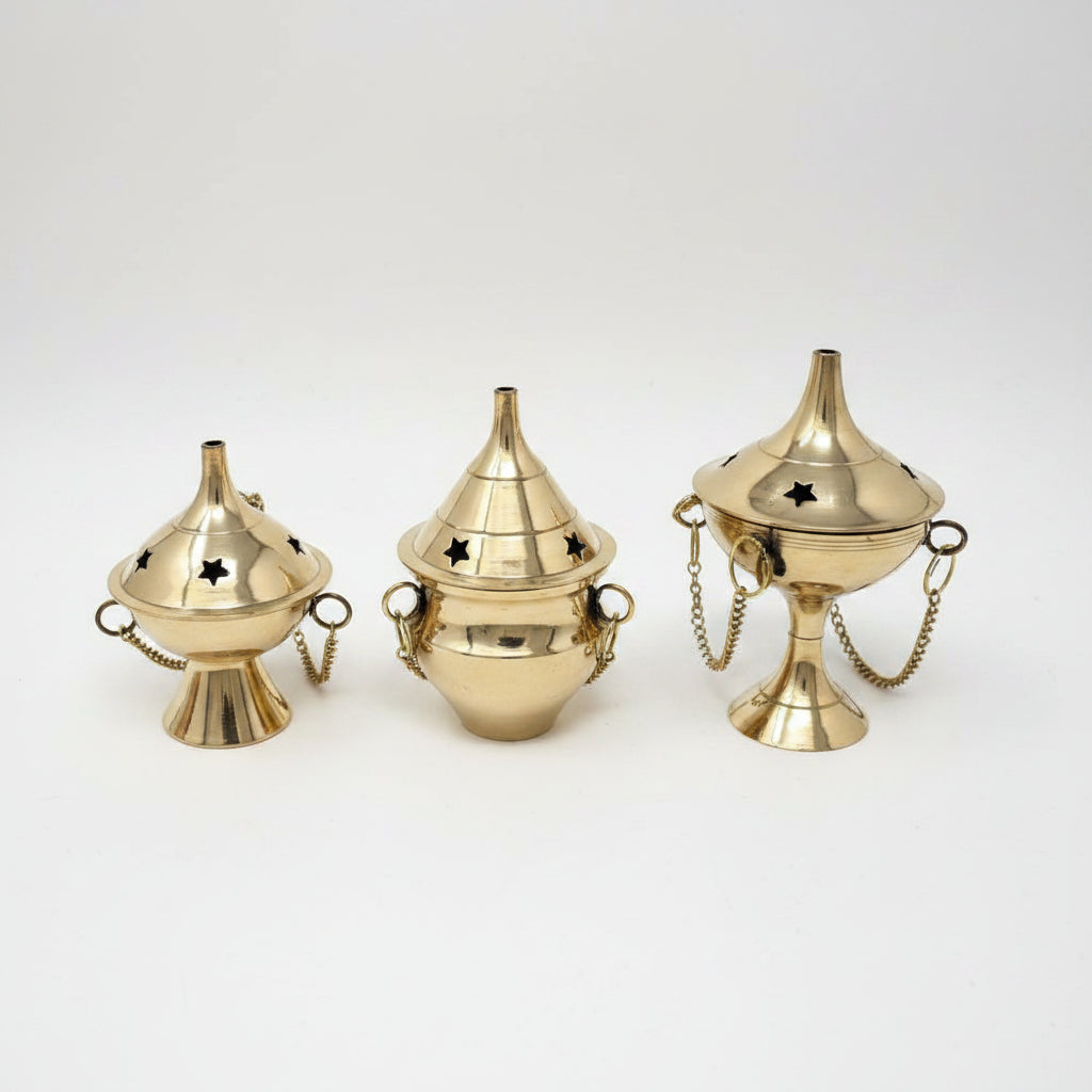 Hanging Brass Incense Burner Set